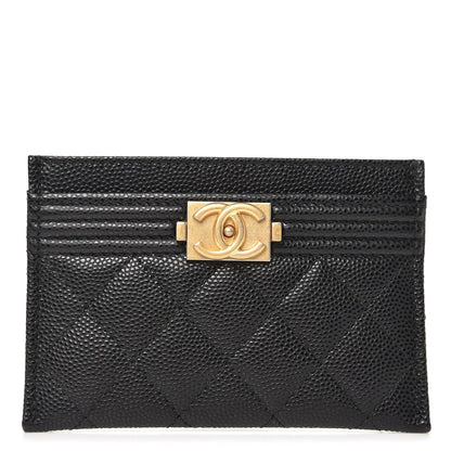 Chanel Caviar Quilted Boy Card Holder Black 1 of 8