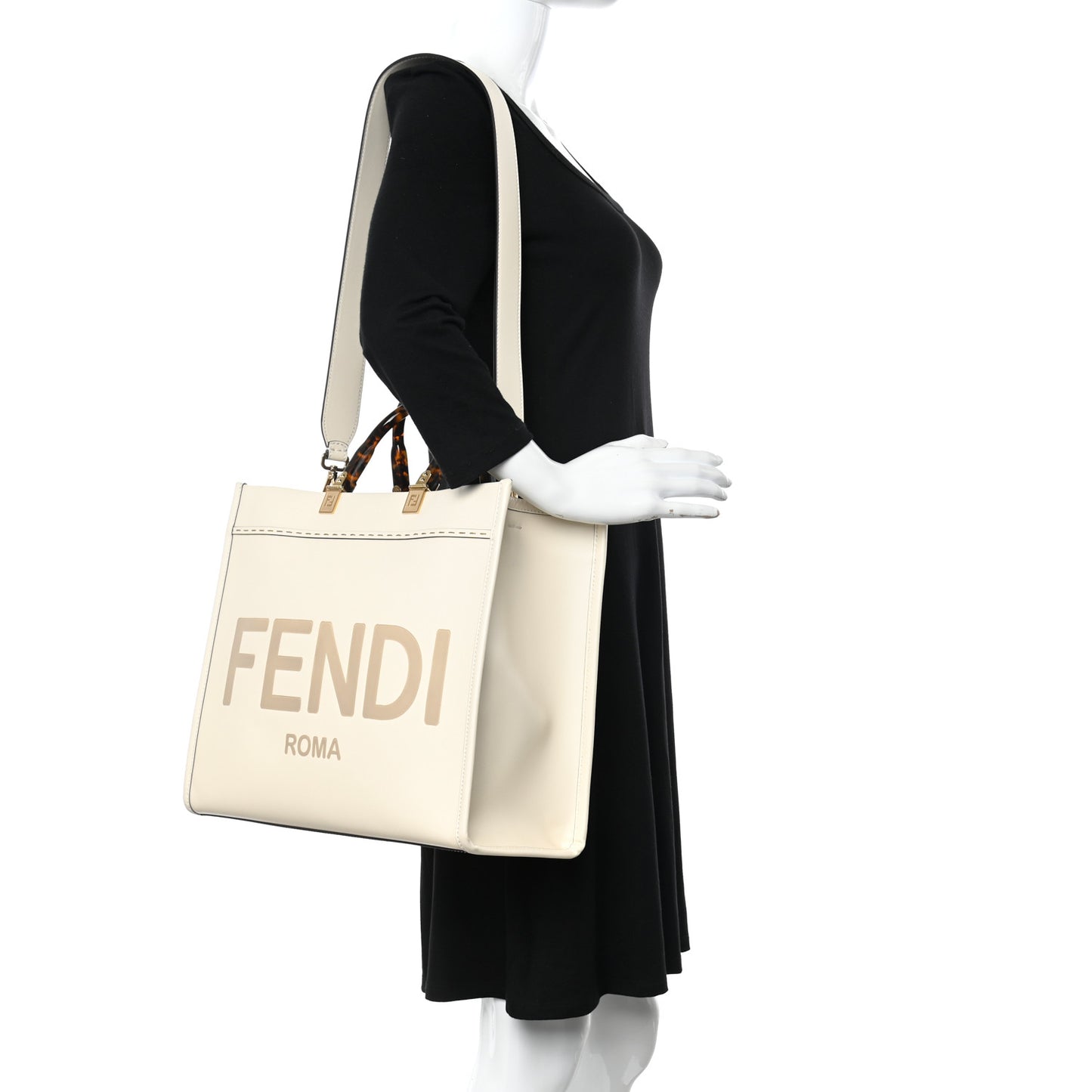 Vitello King Plexiglass Medium Fendi Sunshine Shopper Tote White Ice