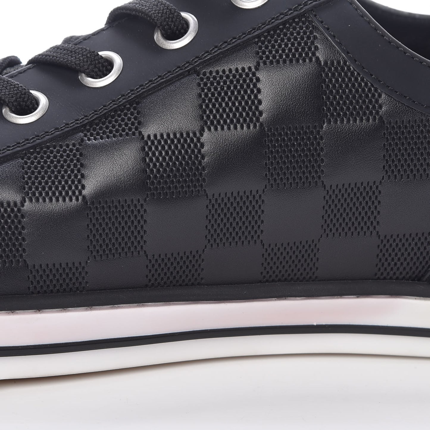 Calfskin Suede Damier Infini Aventure Zip Up Sneakers 9.5 Onyx