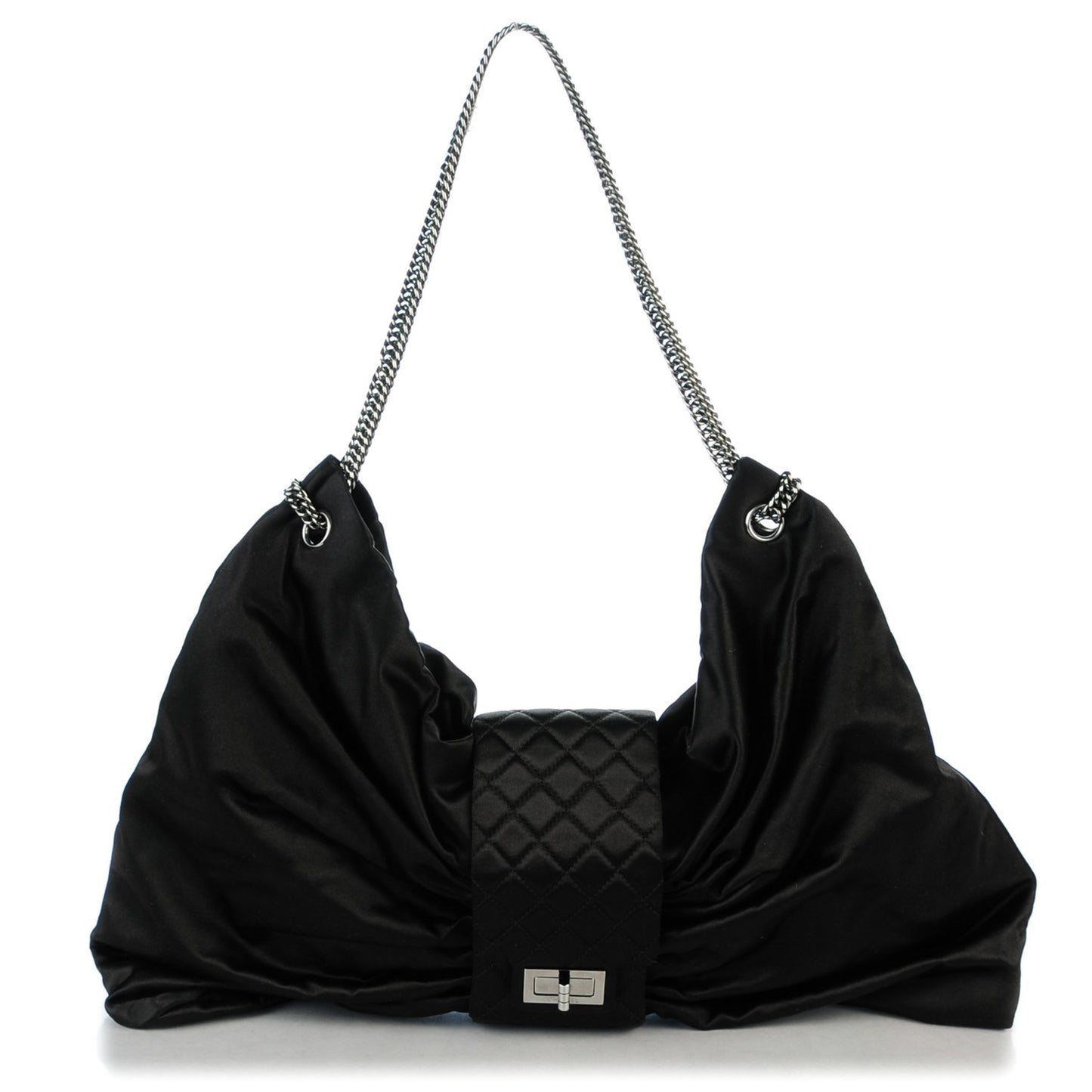 Satin Large Bow Bag Black