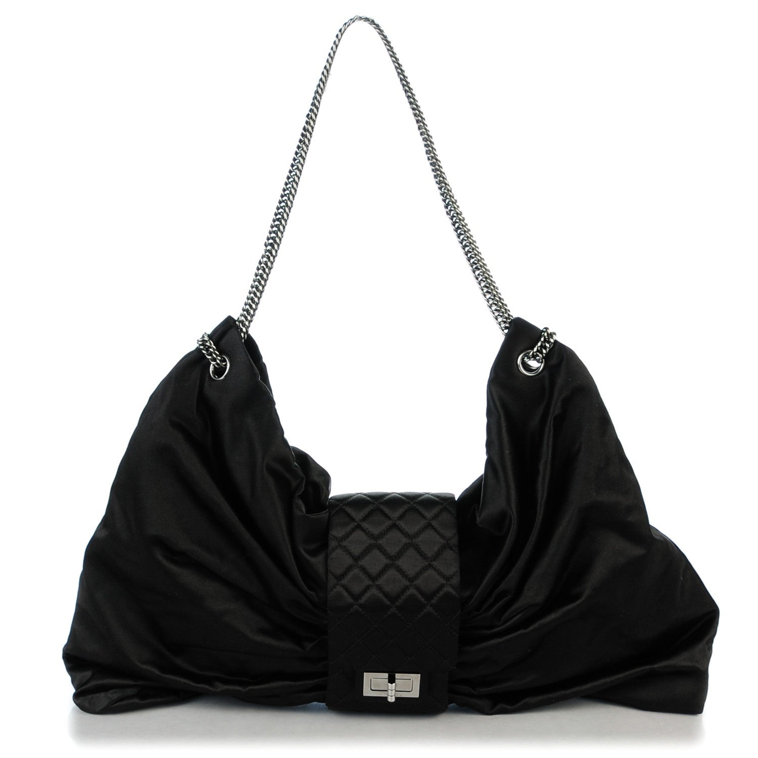 Chanel Satin Large Bow Bag Black 1 of 9