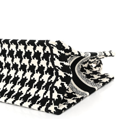 Christian Dior Canvas Houndstooth Embroidered Small Book Tote Black White 10 of 12