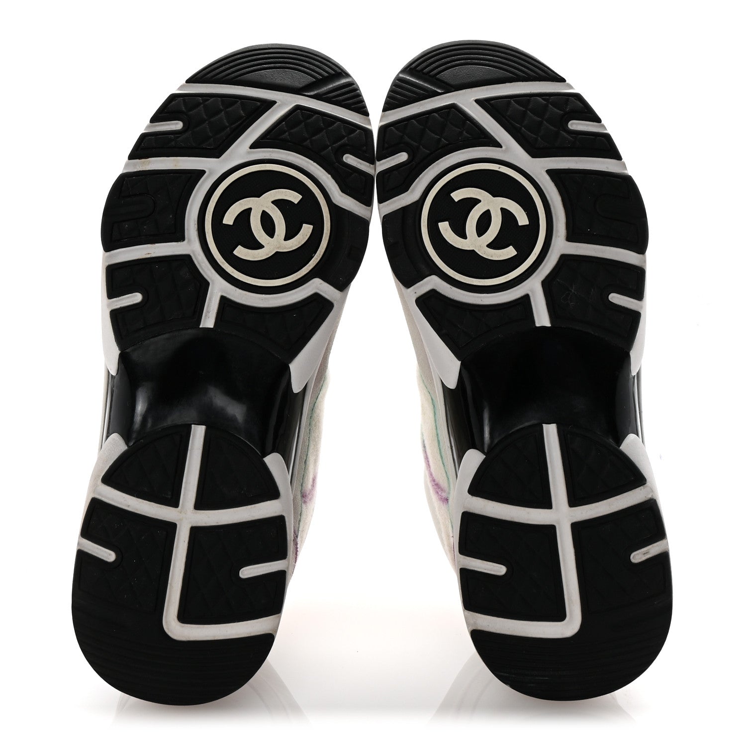 Chanel Wool Suede Calfskin CC Sneakers 36.5 Multicolor 6 of 9