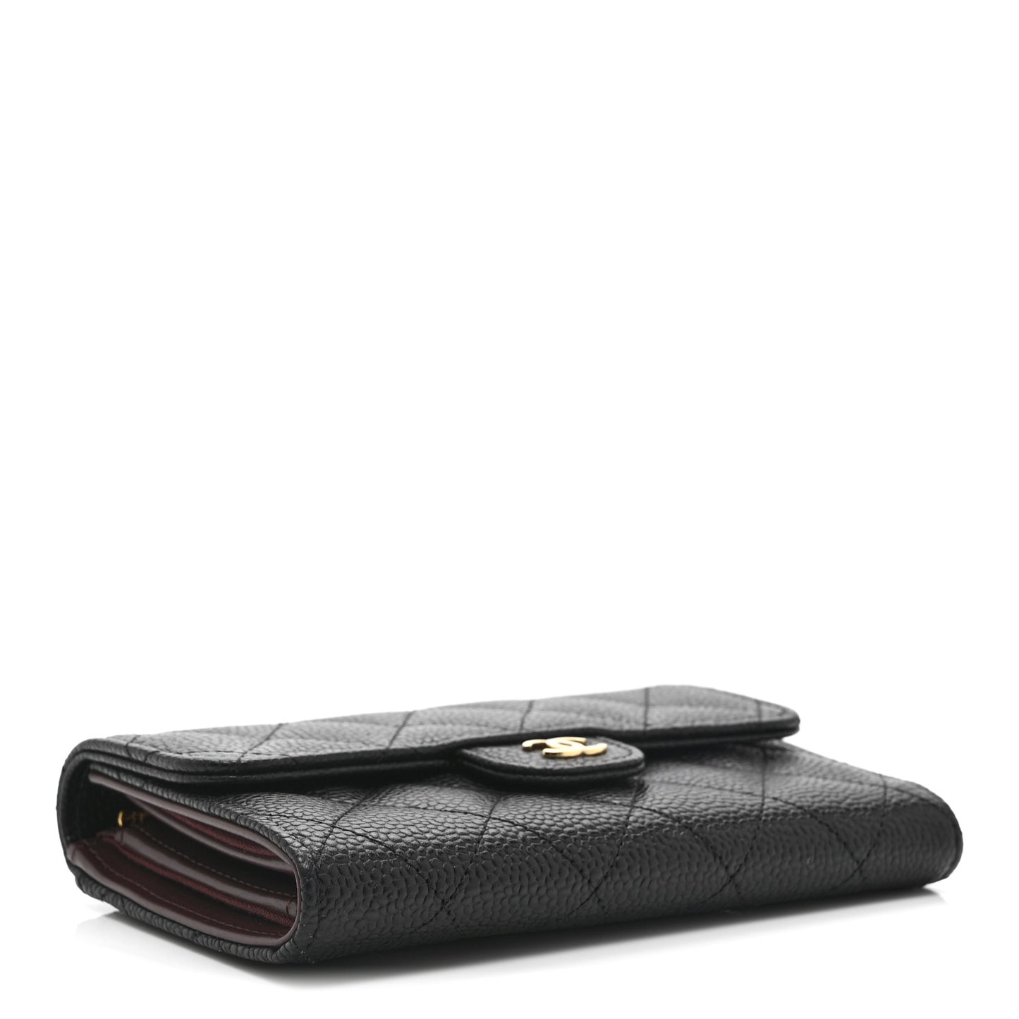 Caviar Quilted Medium Flap Wallet Black
