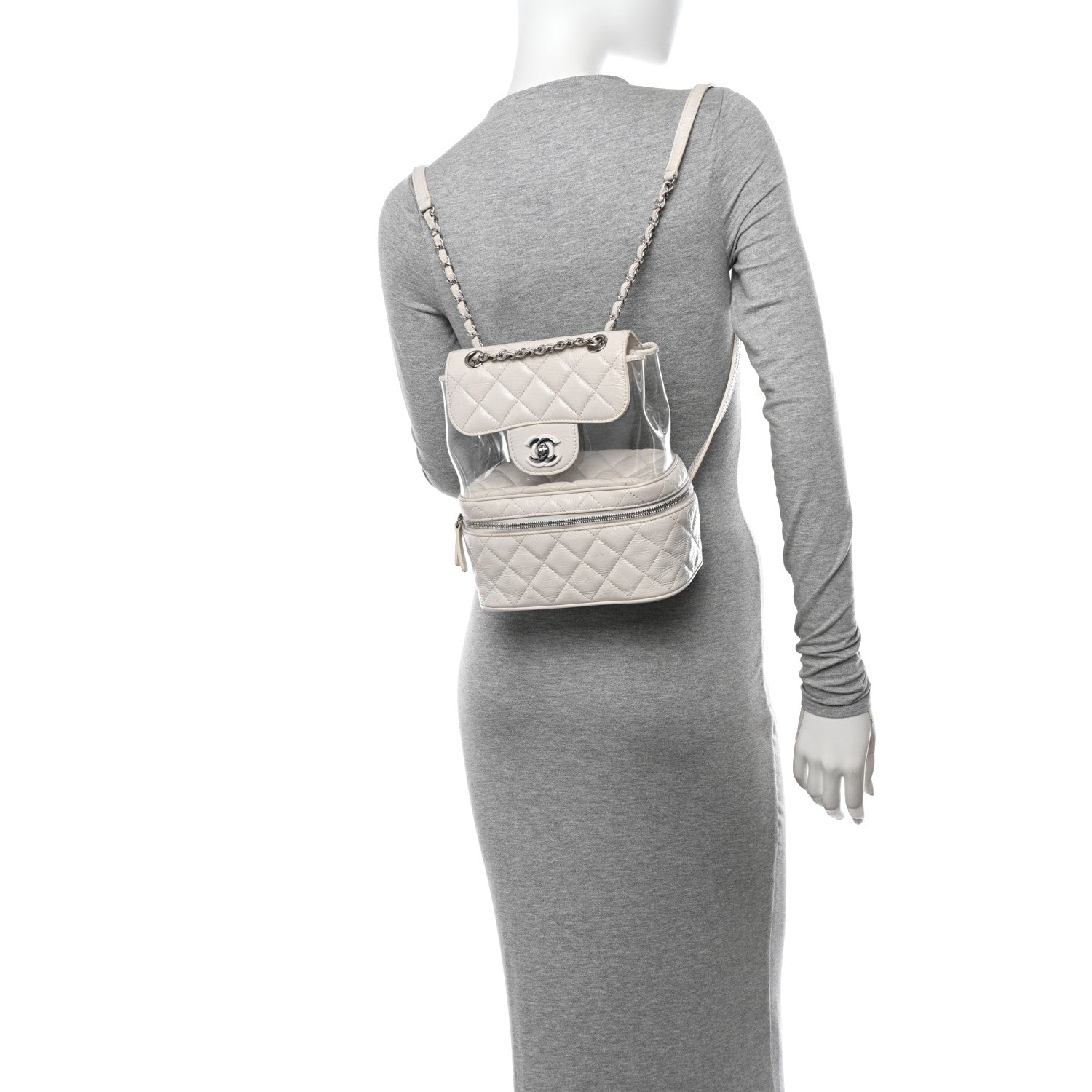 Chanel Crumpled Calfskin PVC Quilted Backpack White 2 of 21