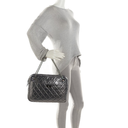 Chanel Metallic Aged Calfskin Quilted Large Reissue Camera Case Silver 2 of 7