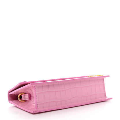 Jacquemus Calfskin Crocodile Embossed Le Chiquito Long Pink 4 of 10