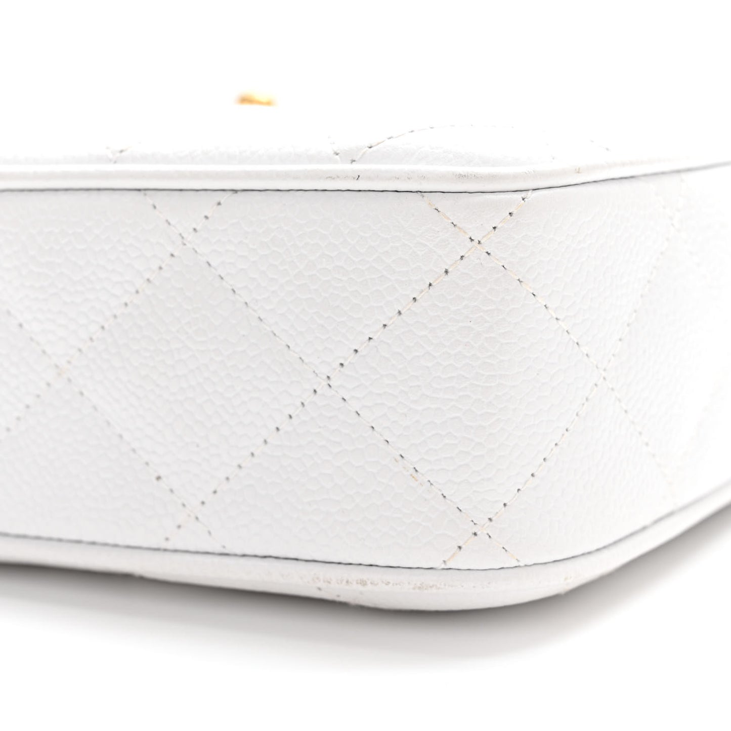 Caviar Quilted Camera Case White
