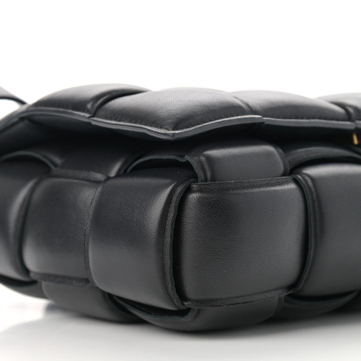 Nappa Maxi Intreccio Padded Cassette Crossbody Bag Black