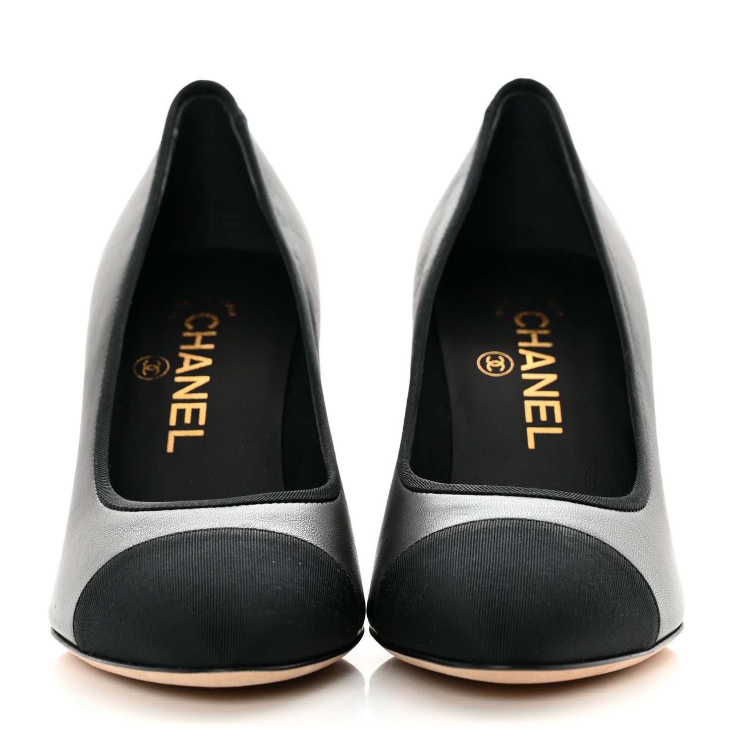 Lambskin Grosgain Cap Toe Pumps 35.5 Black