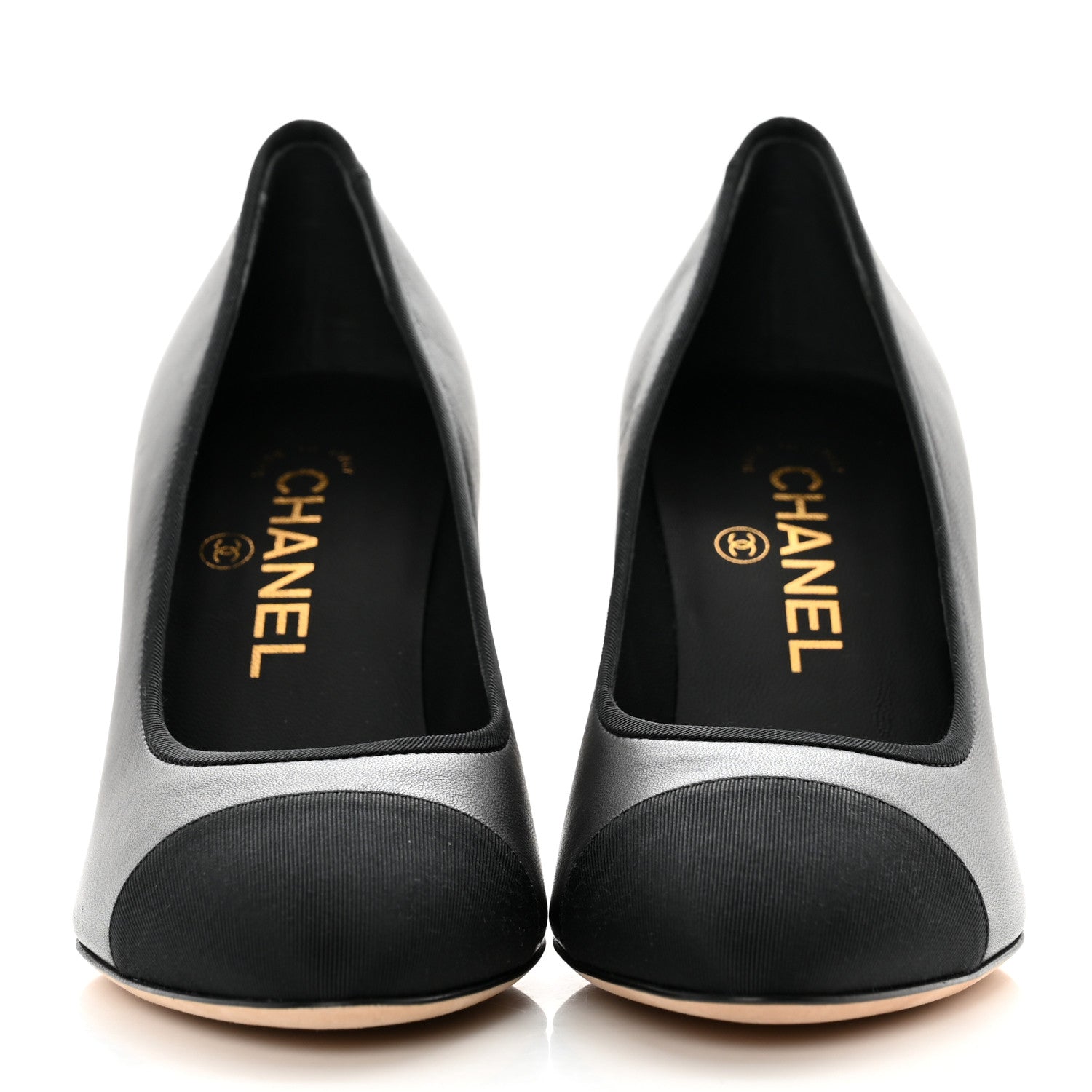 Chanel Lambskin Grosgain Cap Toe Pumps 35.5 Black 2 of 9