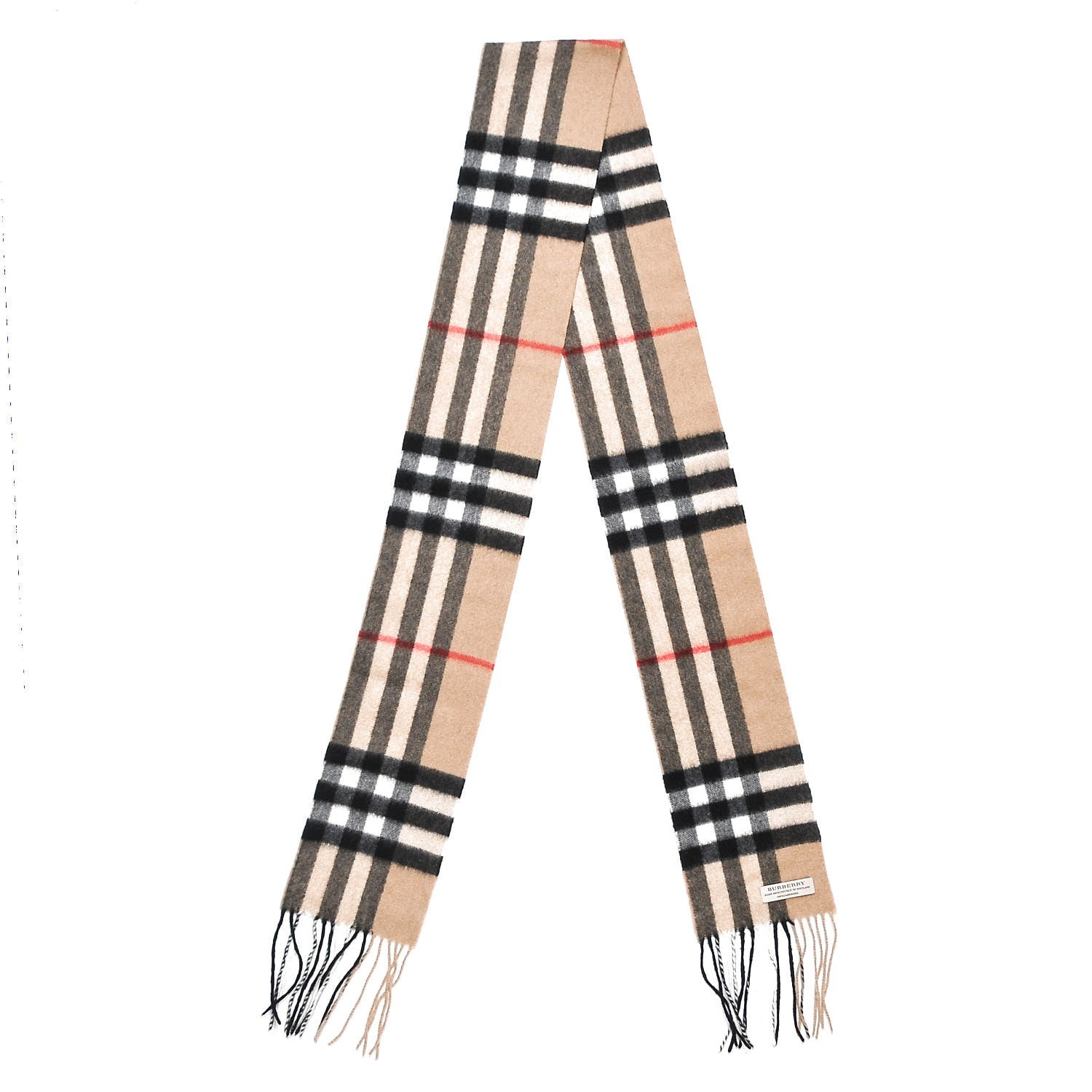 Burberry Cashmere Giant Check Fringe Scarf Camel 3 of 5