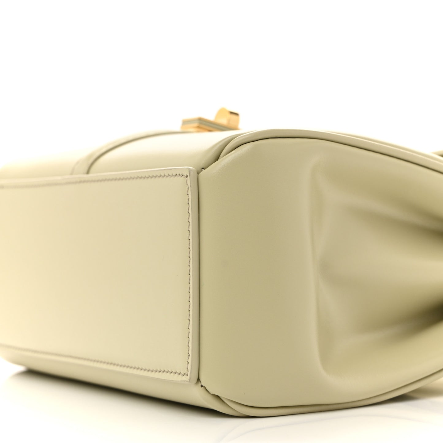 Satinated Calfskin Mini 16 Top Handle Bag Almond Green