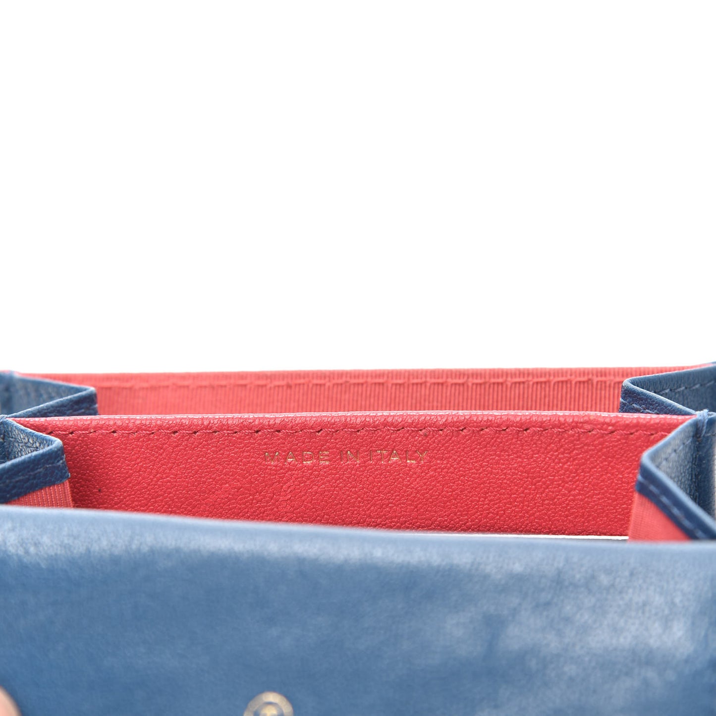 Sheepskin Chevron Quilted Reissue Card Holder Blue