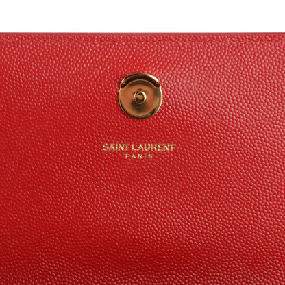 Saint Laurent Grain De Poudre Small Classic Monogram Satchel Red 6 of 7