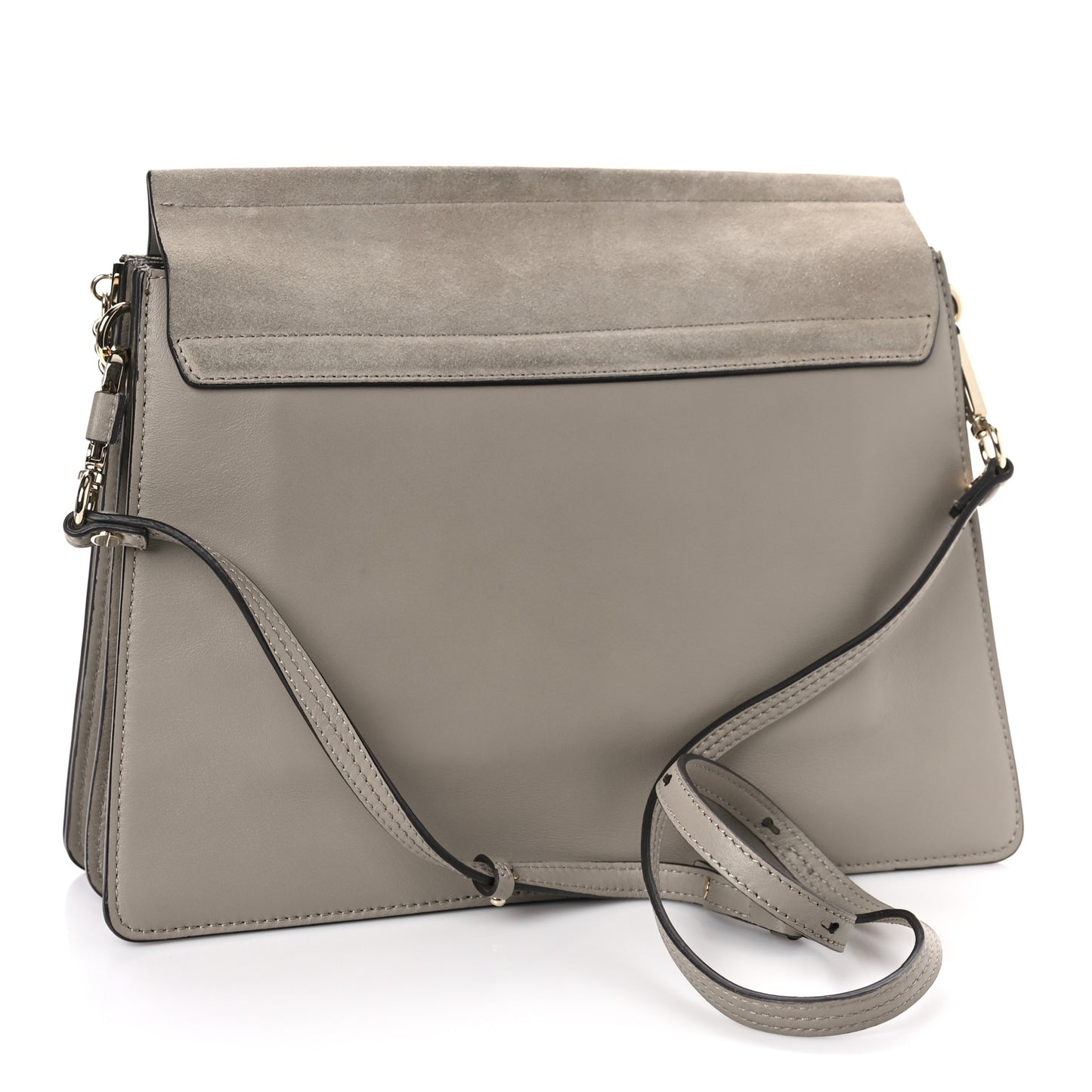 Calfskin Suede Medium Faye Shoulder Bag Motty Grey