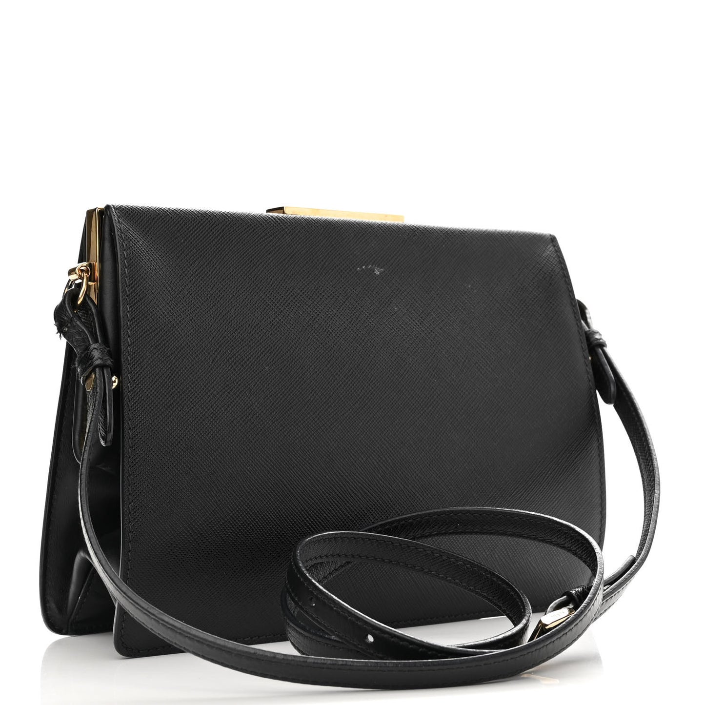 Saffiano City Calfskin Light Frame Bag Black