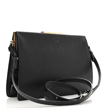 Prada Saffiano City Calfskin Light Frame Bag Black 3 of 17