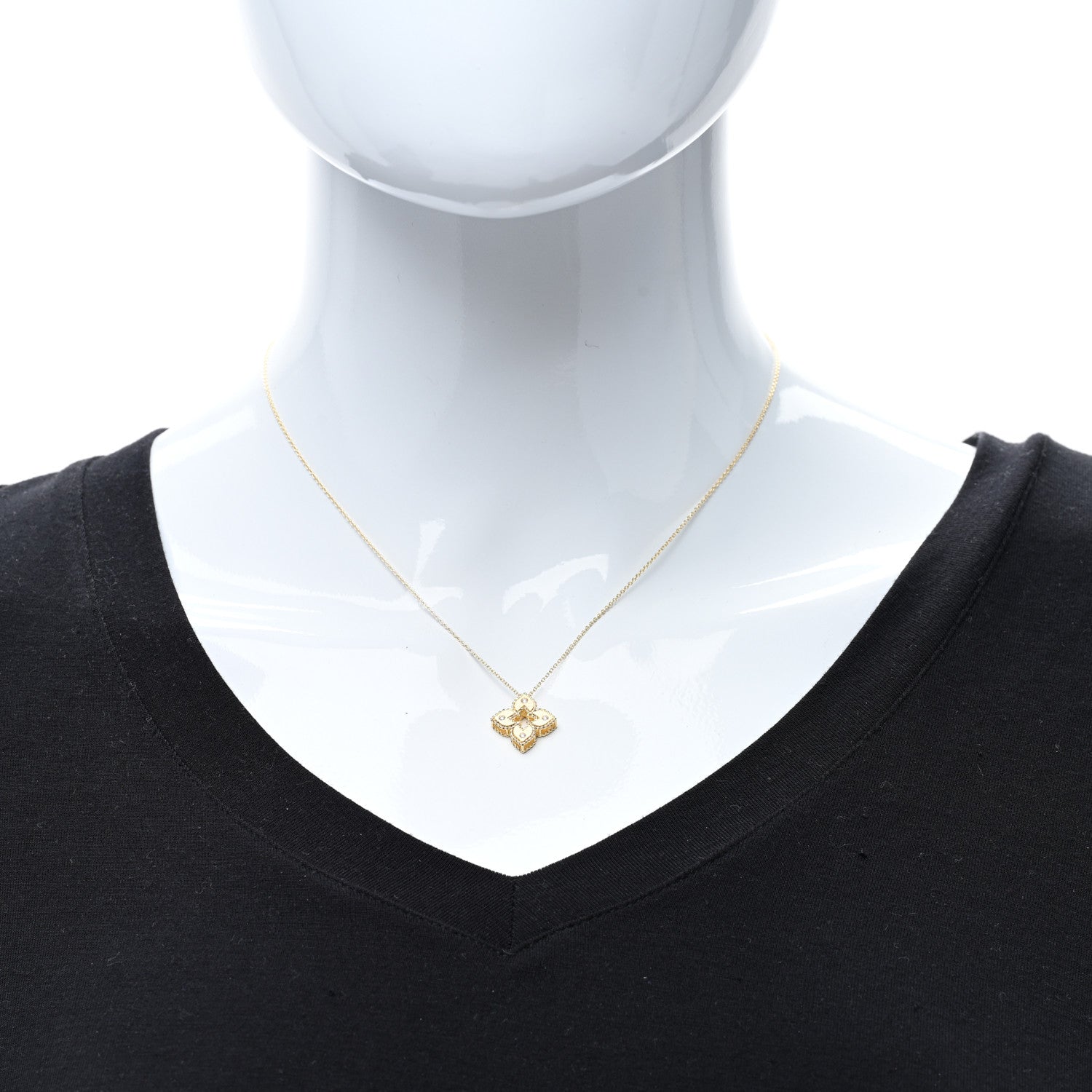 Roberto Coin 18K Yellow Gold Diamond Extra Small Petite Venetian Princess Flower Pendant Necklace 3 of 4