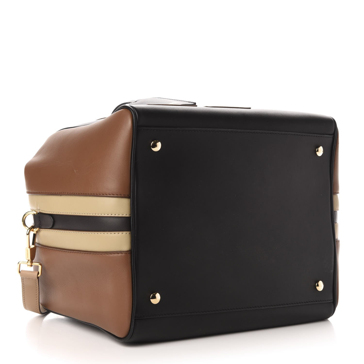 Burberry Smooth Calfskin Paneled Medium Cube Bowling Bag Black 4 of 11
