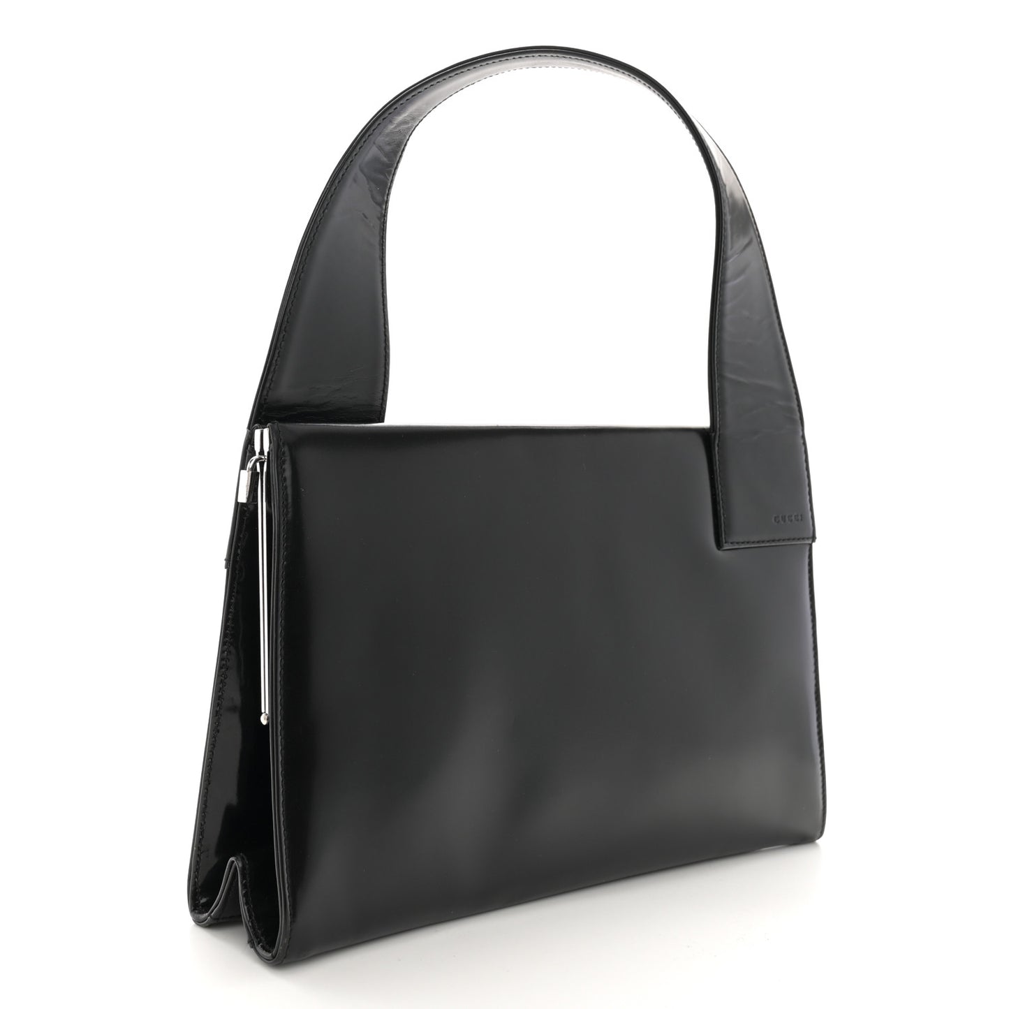 Shiny Calfskin Shoulder Bag Black