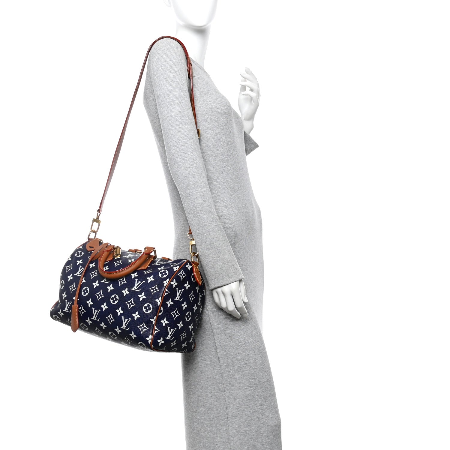 Louis Vuitton Calfskin Monogram Speedy P9 Bandouliere 30 Indigo 2 of 12