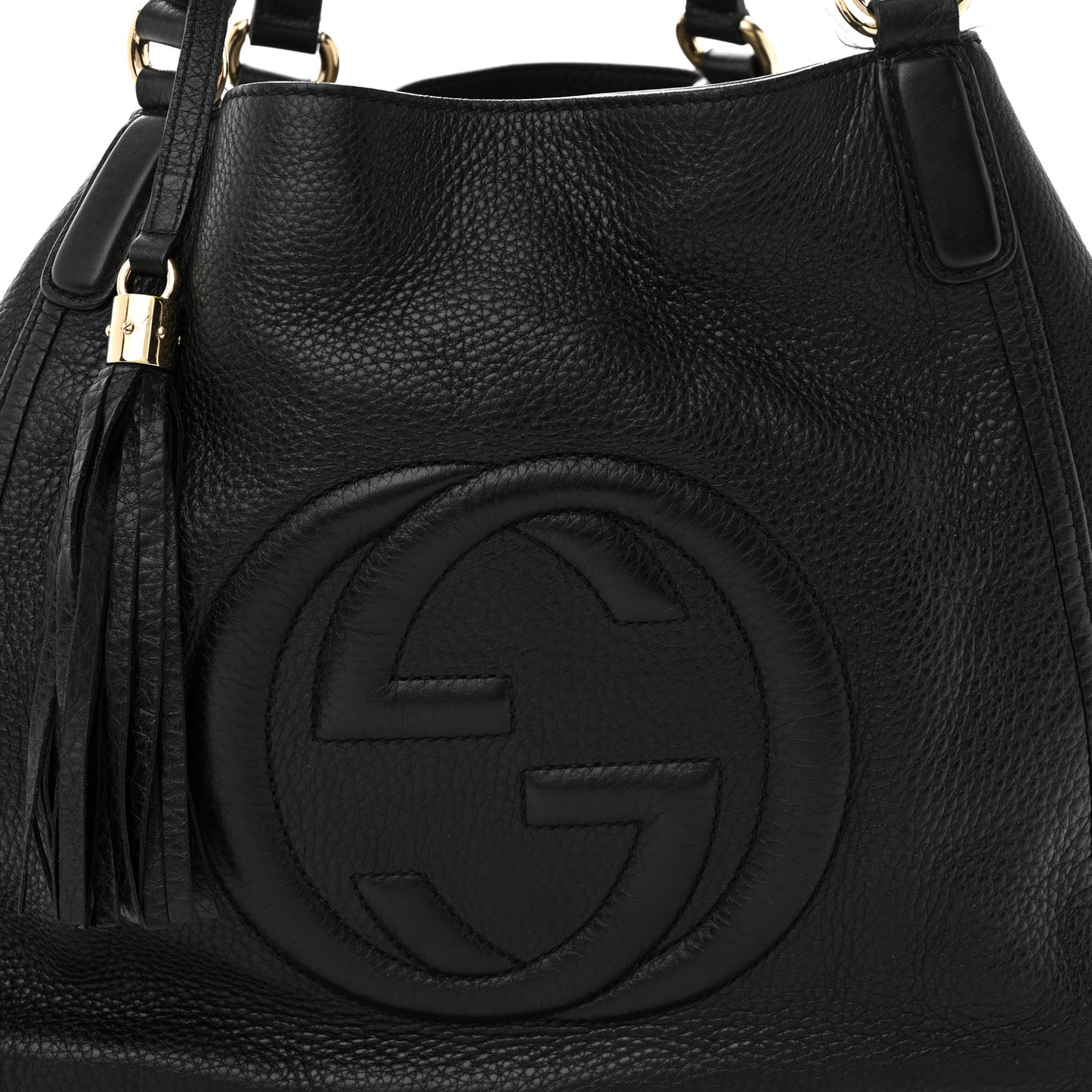Pebbled Calfskin Medium Soho Shoulder Bag Black