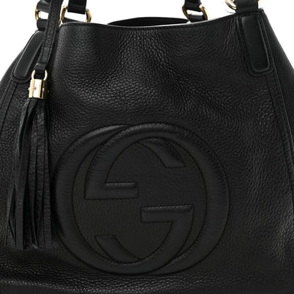 Gucci Pebbled Calfskin Medium Soho Shoulder Bag Black 8 of 13