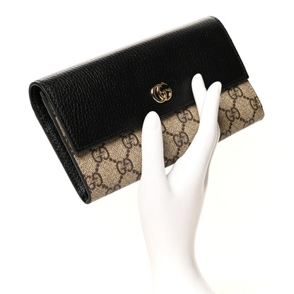 Gucci Dollar Calfskin GG Supreme Monogram GG Marmont Continental Wallet Black Beige Ebony 2 of 9