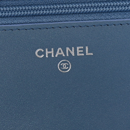 Chanel Iridescent Aged Calfskin Quilted Gabrielle Wallet On Chain WOC Blue 7 of 14