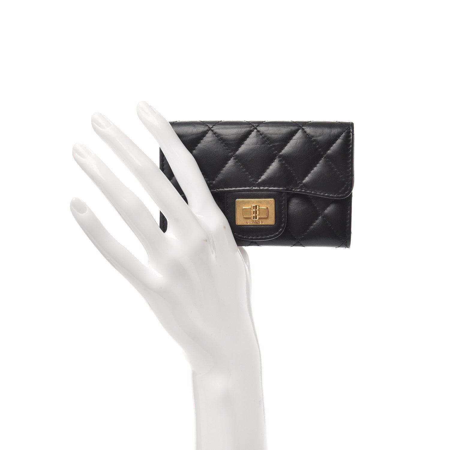 Chanel Aged Calfskin Quilted Reissue Flap Card Holder Black 2 of 9