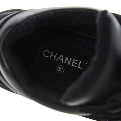 Chanel Fabric Calfskin Suede CC Sneakers 37.5 Black 6 of 16