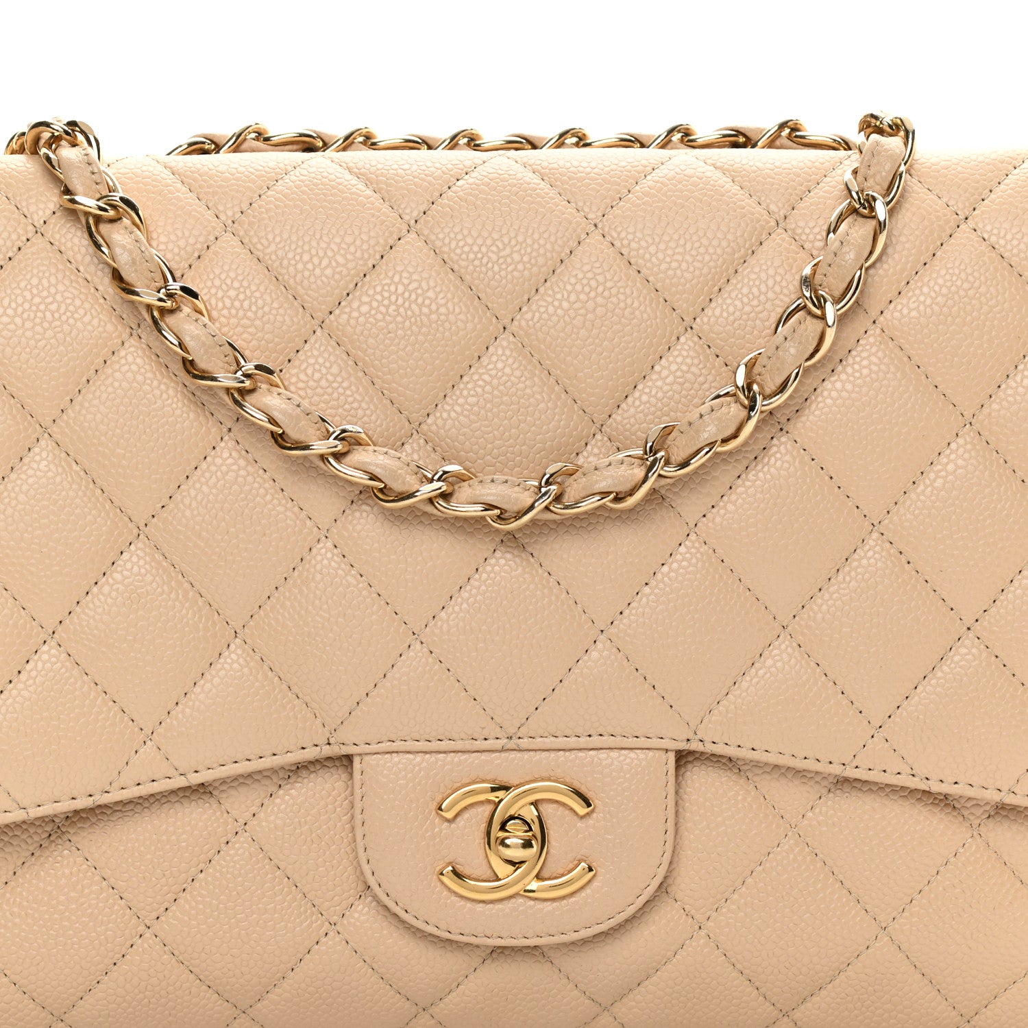 Chanel Caviar Quilted Jumbo Single Flap Beige 7 of 17