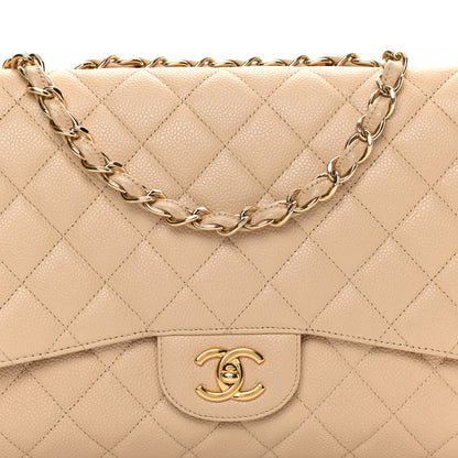 Chanel Caviar Quilted Jumbo Single Flap Beige 7 of 17