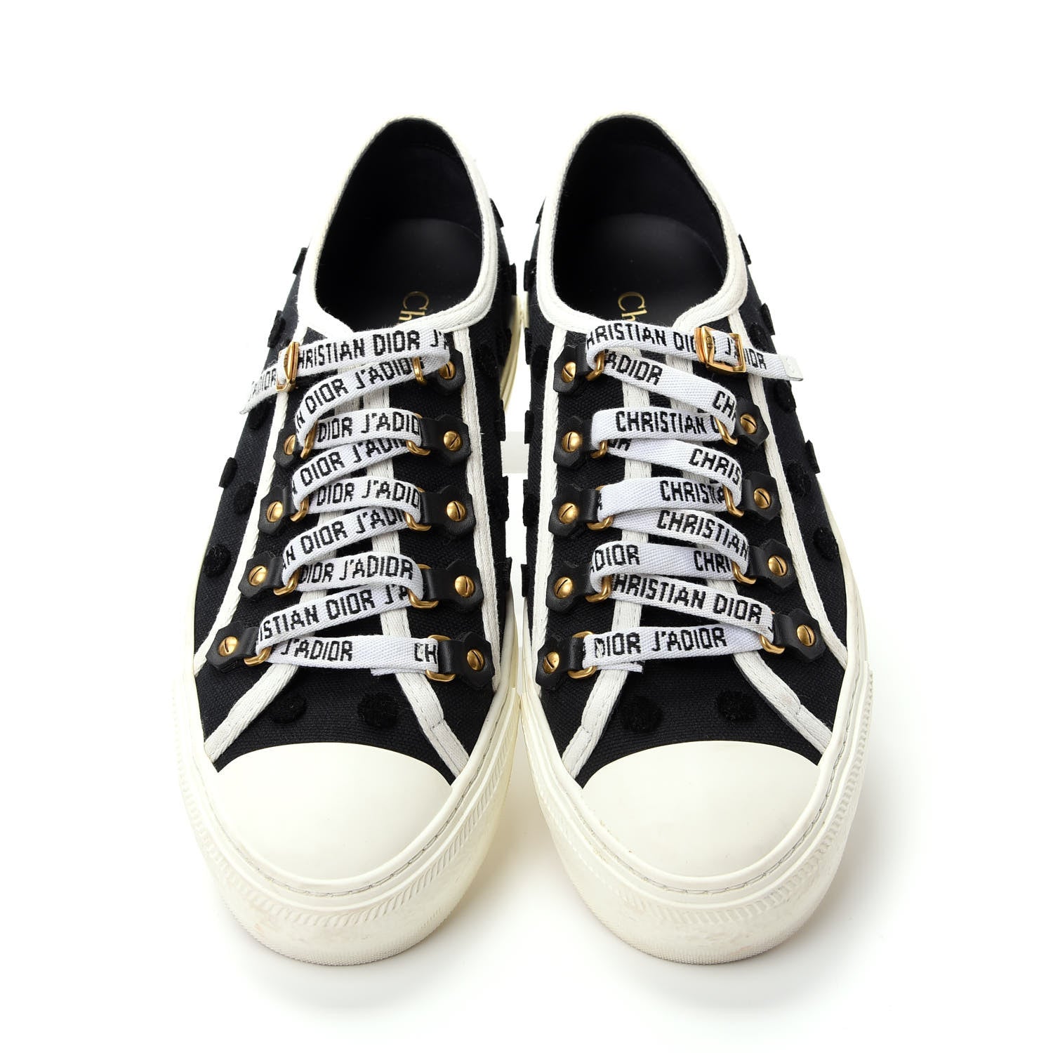 Christian Dior Canvas Dot Walk'N'Dior Low Top Sneakers 37.5 Black 5 of 10