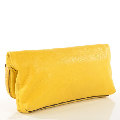 Alexander McQueen Grainy Calfskin Padlock Skull Clutch Yellow 3 of 8