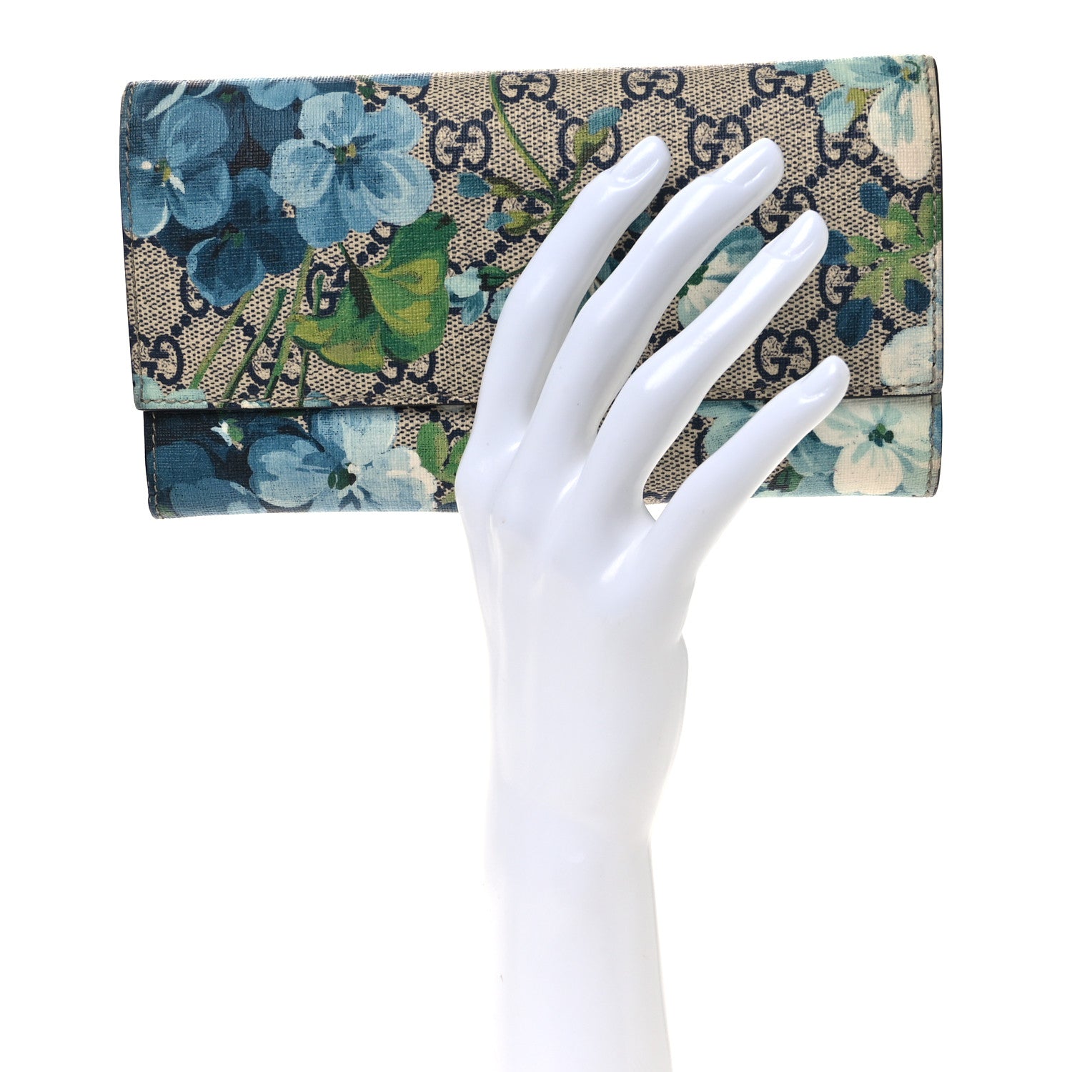 Gucci GG Supreme Monogram Blooms Continental Wallet Blue 2 of 9