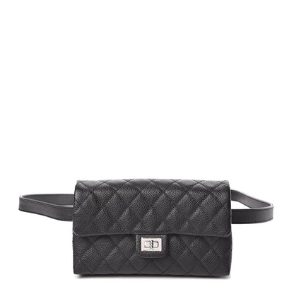 Chanel Grained Calfskin Quilted 2.55 Reissue Flap Belt Bag Clutch Black 1 of 10