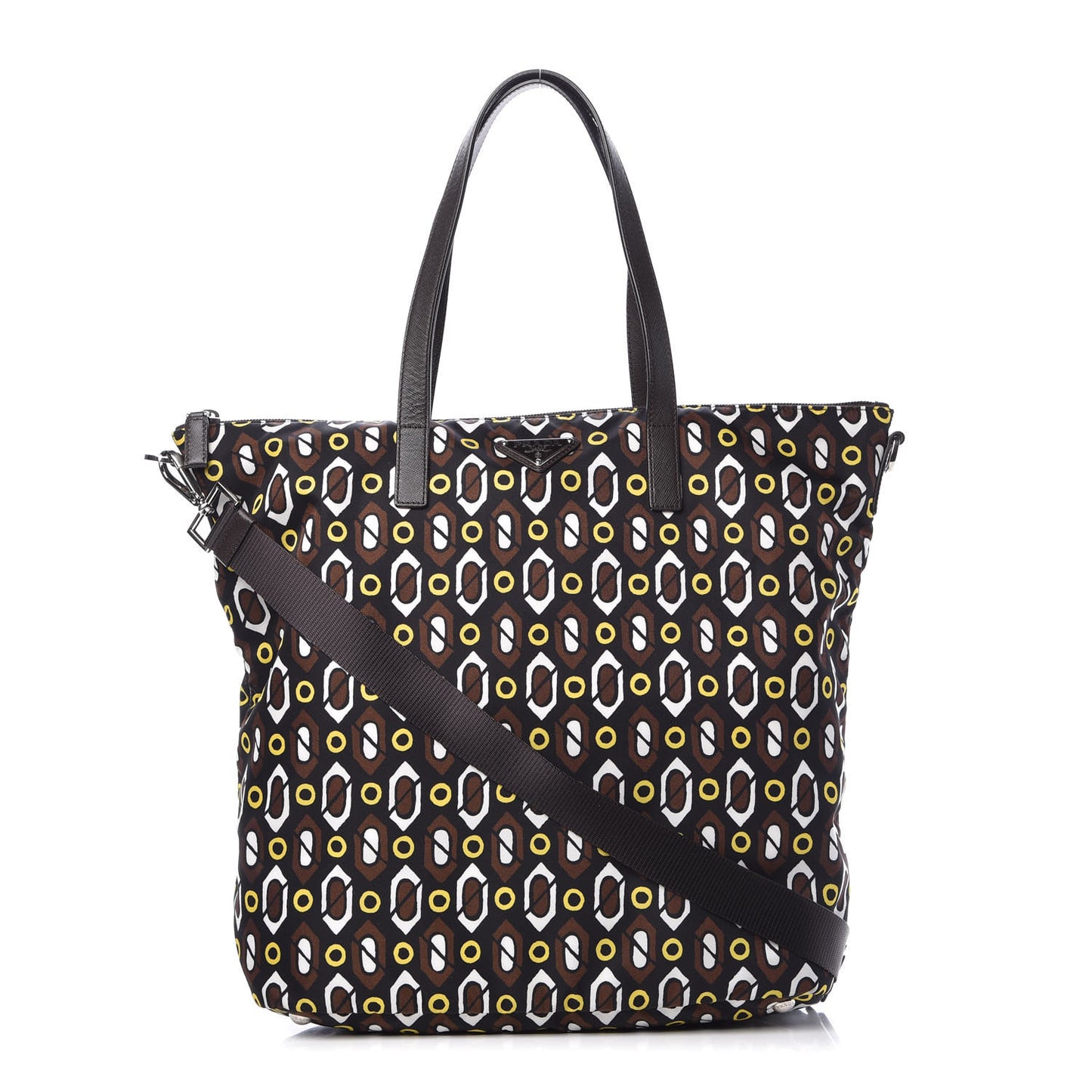Tessuto Stampato Nylon Saffiano Print Tote Cacao