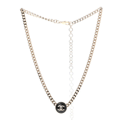 Chanel Crystal Resin CC Chain Link Short Necklace Black Gold 3 of 5