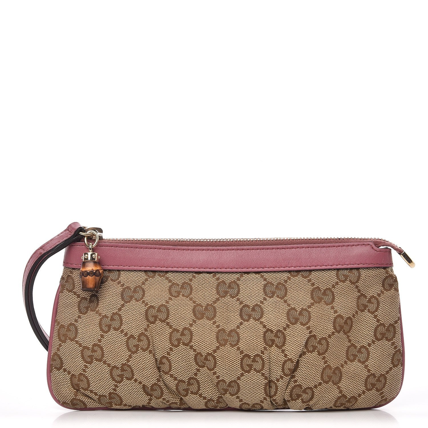Gucci Monogram Bamboo Zip GG Wristlet Pink 1 of 7