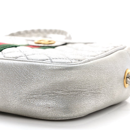 Gucci Laminated Nappa Web Trapuntata Mini GG Shoulder Bag Argento 9 of 9