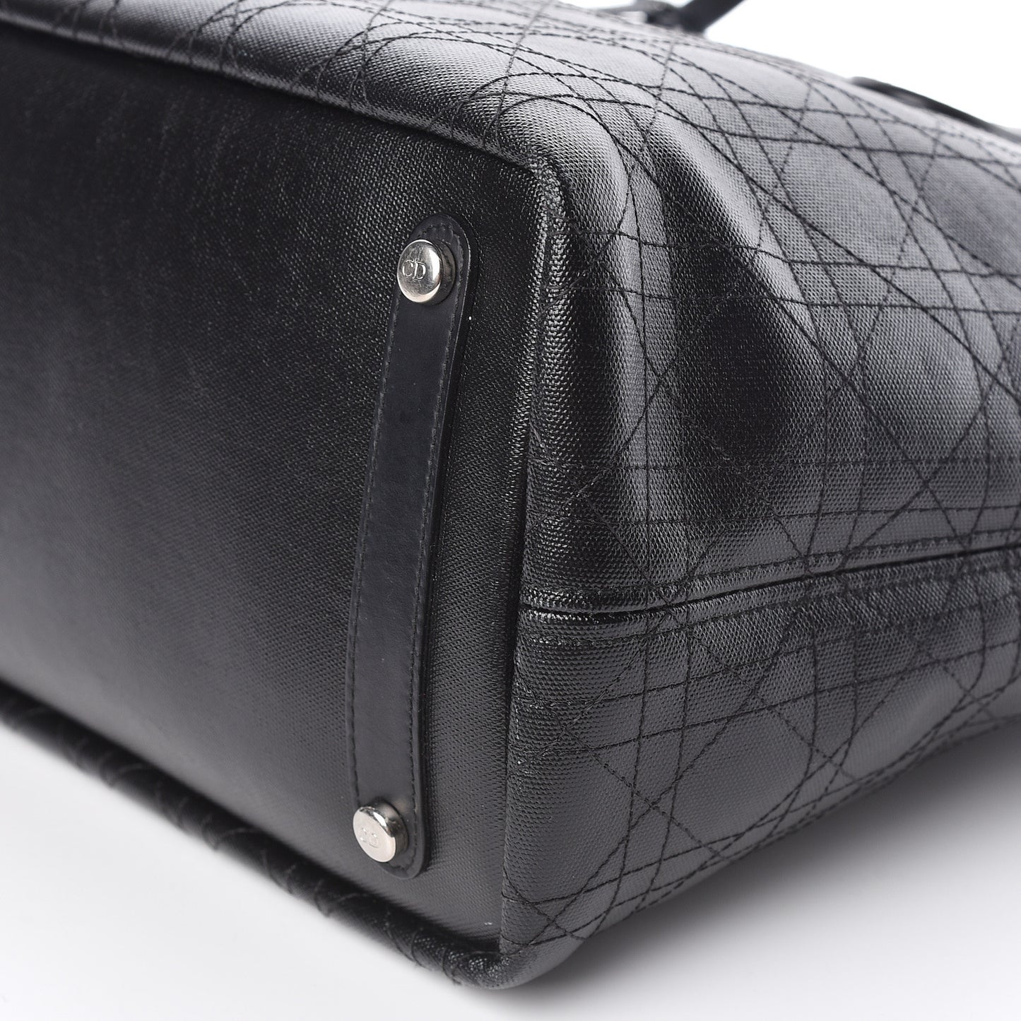 Coated Canvas Cannage Panarea Shopping Tote Black