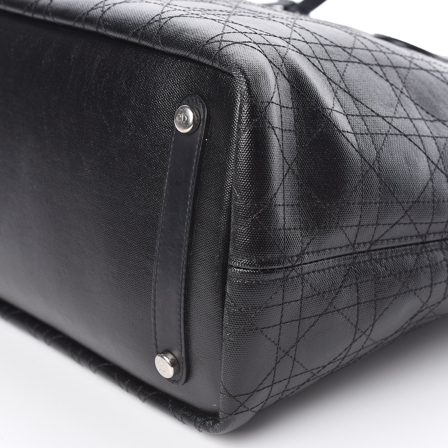 Christian Dior Coated Canvas Cannage Panarea Shopping Tote Black 10 of 18