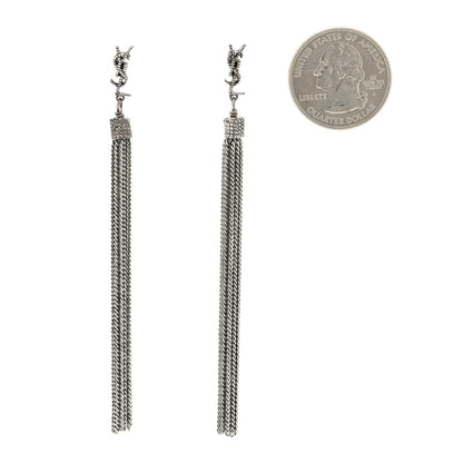 Saint Laurent Metal Monogram Loulou Tassel Earrings Silver 2 of 3