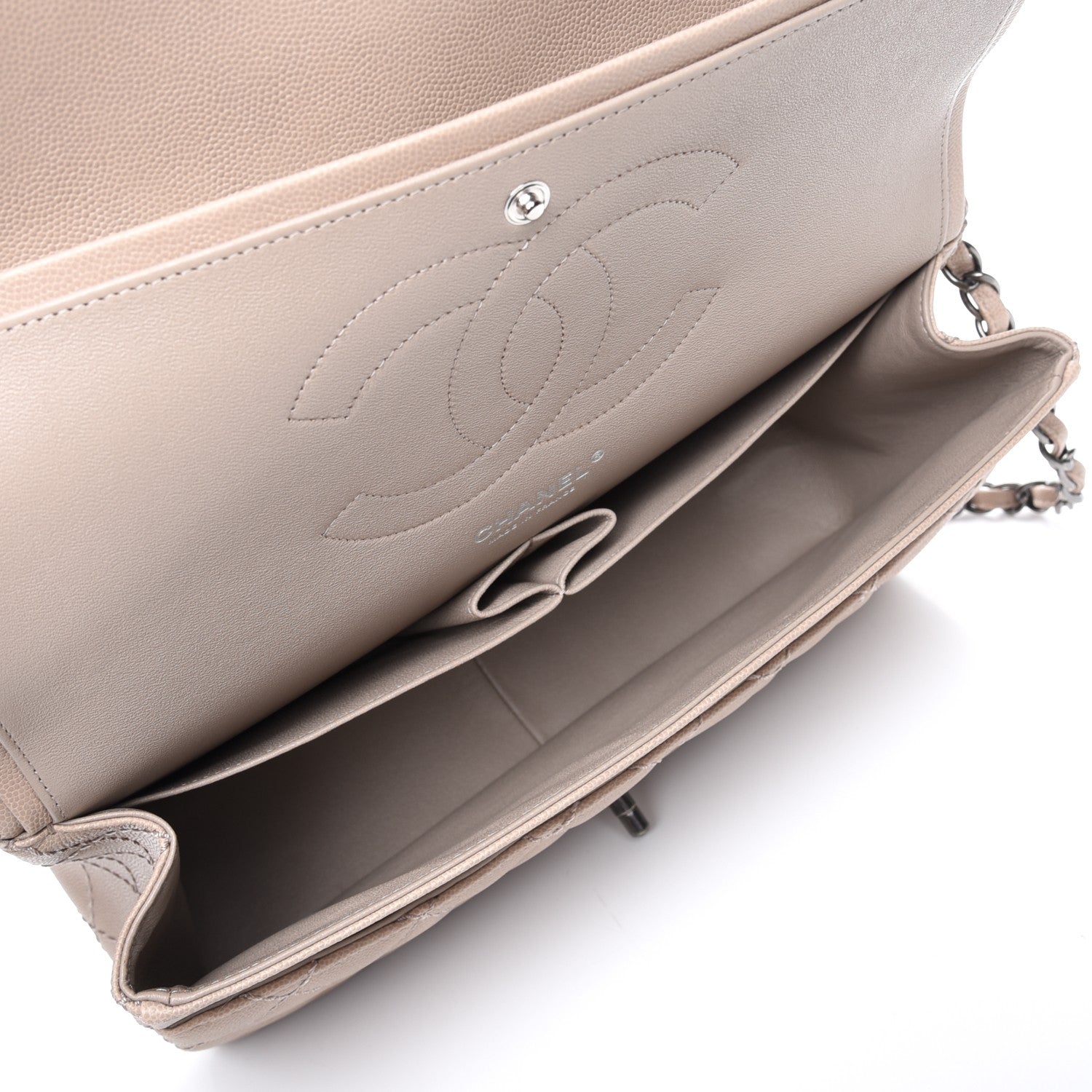 Chanel Caviar Quilted Jumbo Double Flap Dark Beige 5 of 8