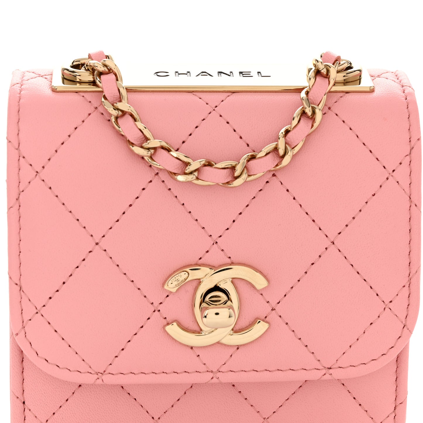 Lambskin Quilted Mini Trendy CC Clutch With Chain Pink
