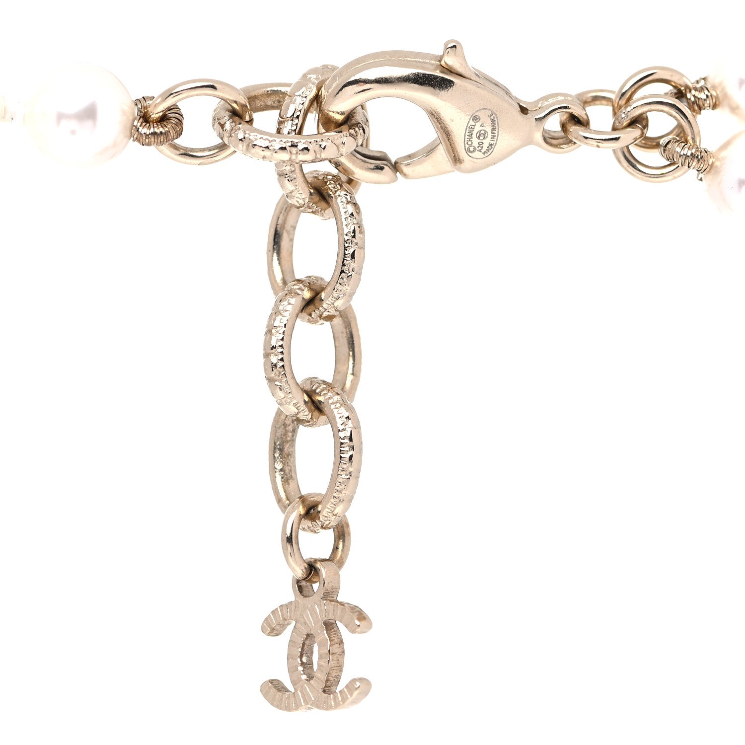 Chanel Pearl Crystal Long CC Logo Necklace Gold 13 of 15