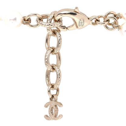 Chanel Pearl Crystal Long CC Logo Necklace Gold 13 of 15