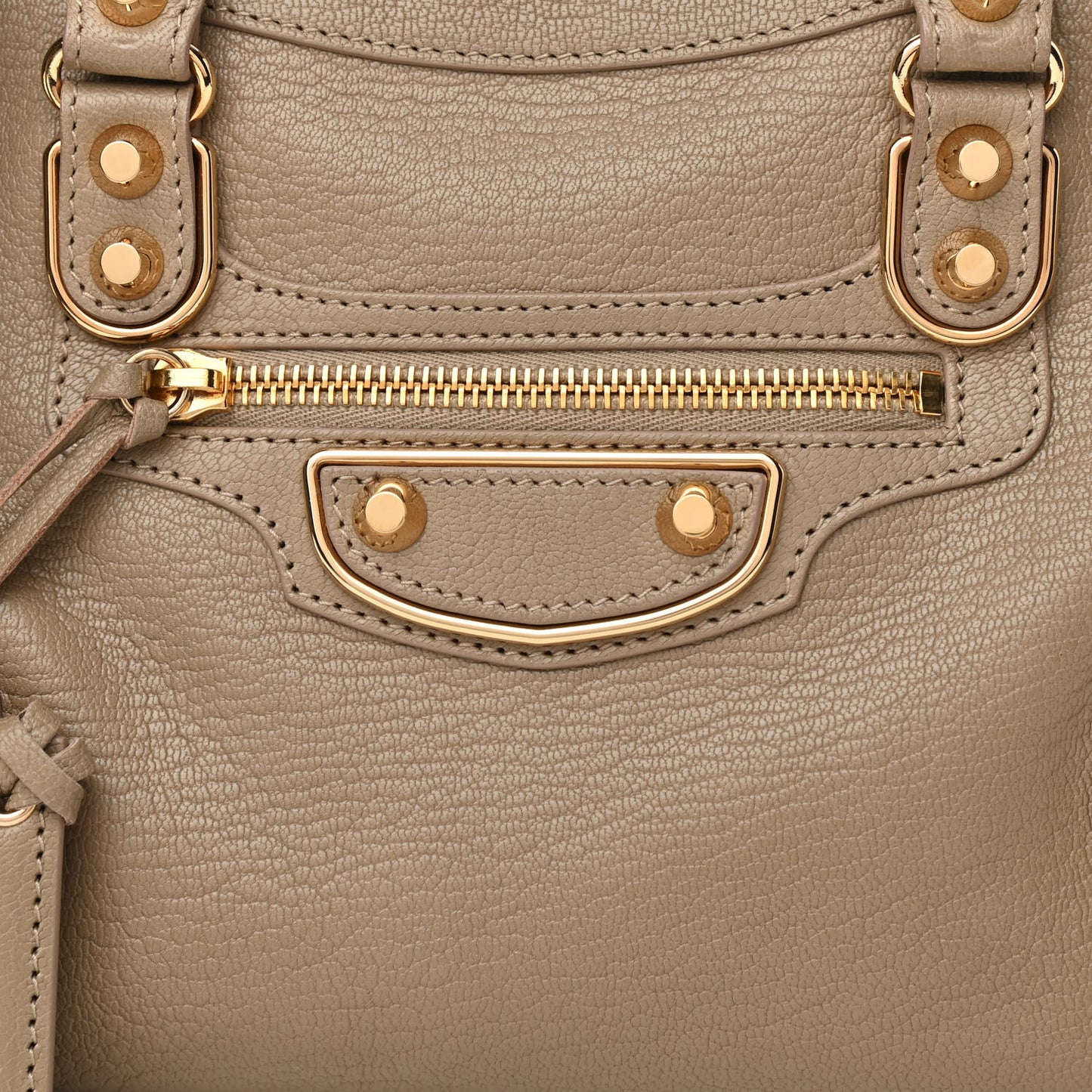 Chevre Gold Metallic Edge Hardware S City Beige Latte